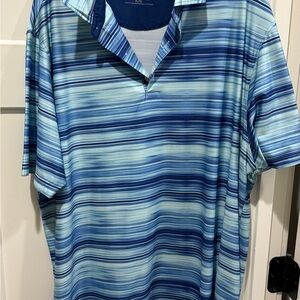Hickey Freeman Blue Polo Shirt with Gradient Stripes